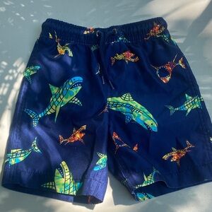 Colorful Shark Print Swim Shorts